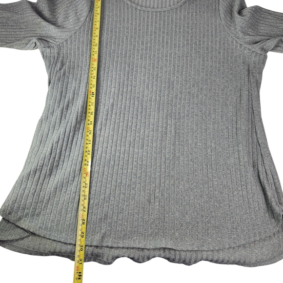 Calvin Klein Light Gray Ribbed Long Sleeve Top - Picture 12 of 14